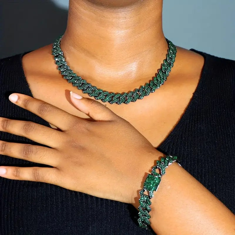 Diamond Rhombus Cuban Link Chain Necklace